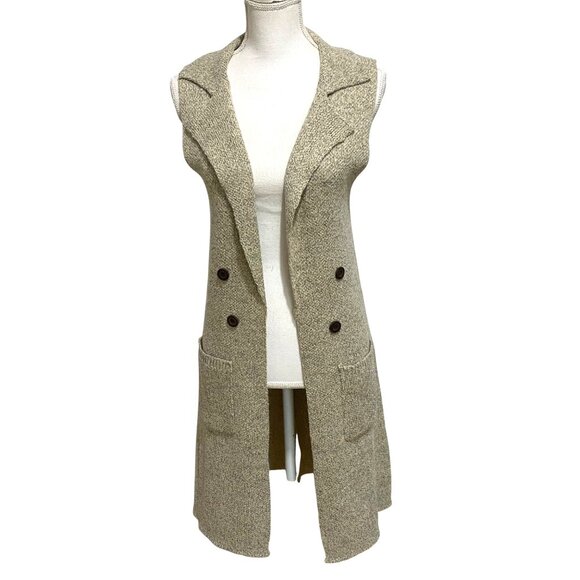 Love Tree Duster Vest Womens M Beige Light Academia Classic Warm and Cozy Knit - Picture 1 of 8